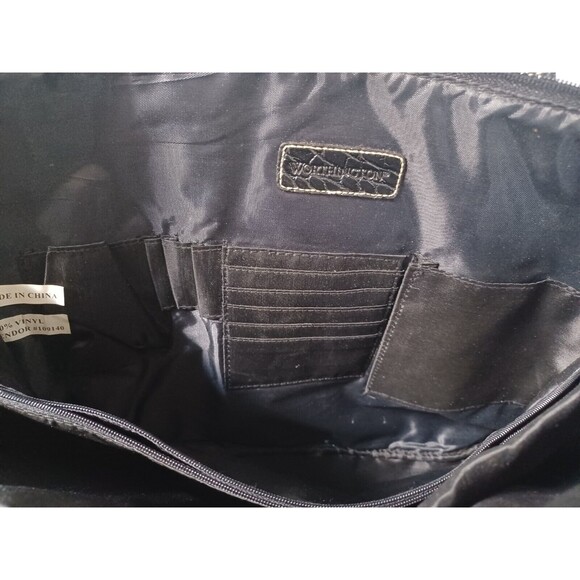 WORTHINGTON FAUX LEATHER BLACK ALLIGATOR TOTE BAG LARGE PURSE - Picture 8 of 15